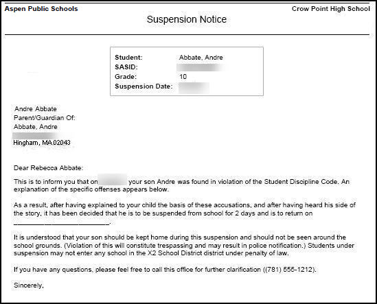 Suspension Notice Report