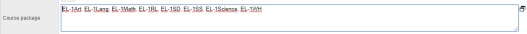 Course Package field with list of course numbers.
